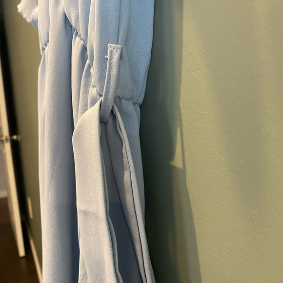 Elegant, Womens Dress.. Flutter Sleeve, Belted, Light Blue- SHEIN Wrap Dress - Picture 5 of 7